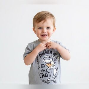 Fierce Frank Shark Tee 2T Gray “Another One Bites the Crust” 🦈🍕